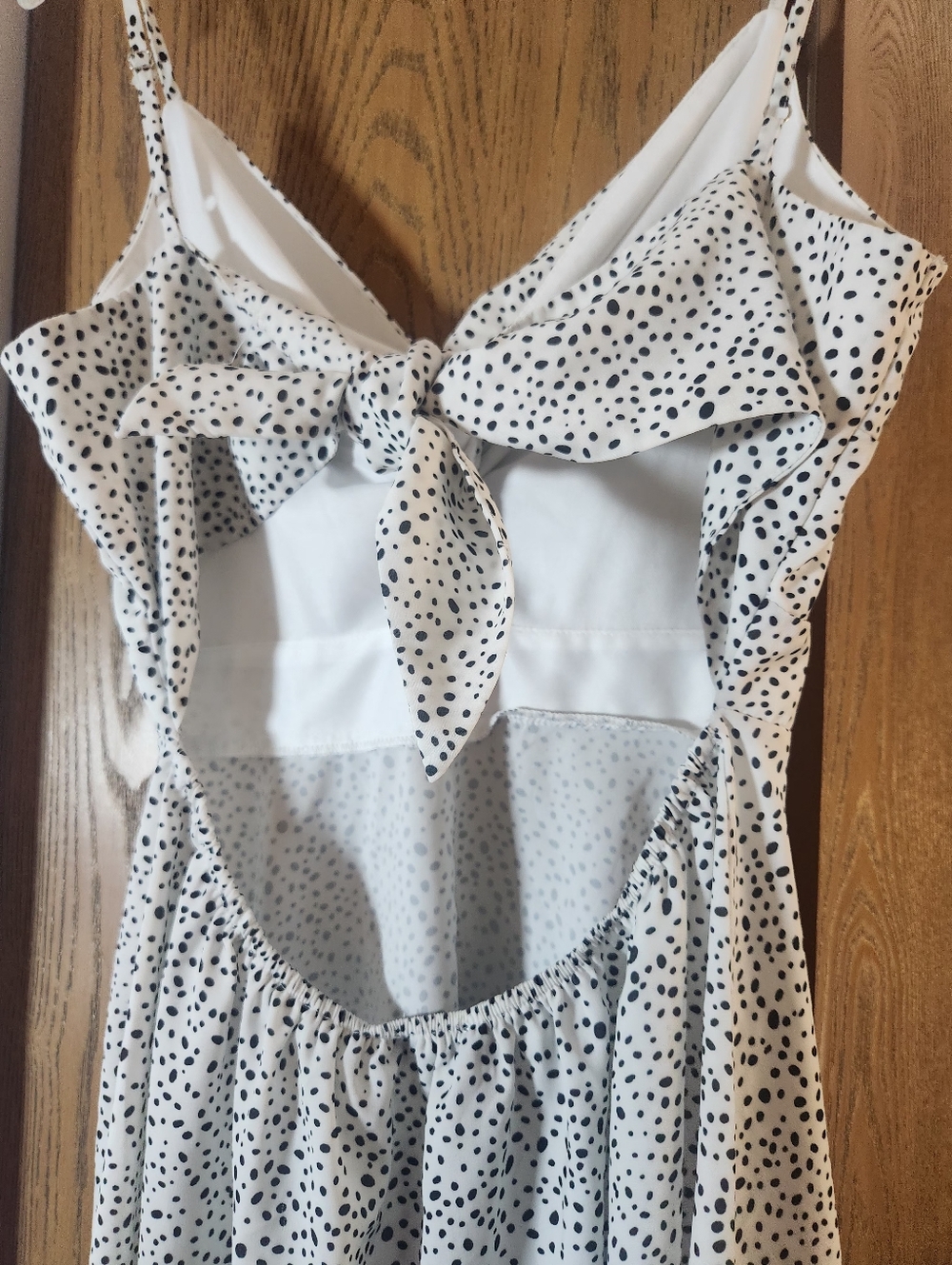 🚨BOGO🚨SHEIN White Spotted Tie-Front Mini Dress - Picture 6 of 8